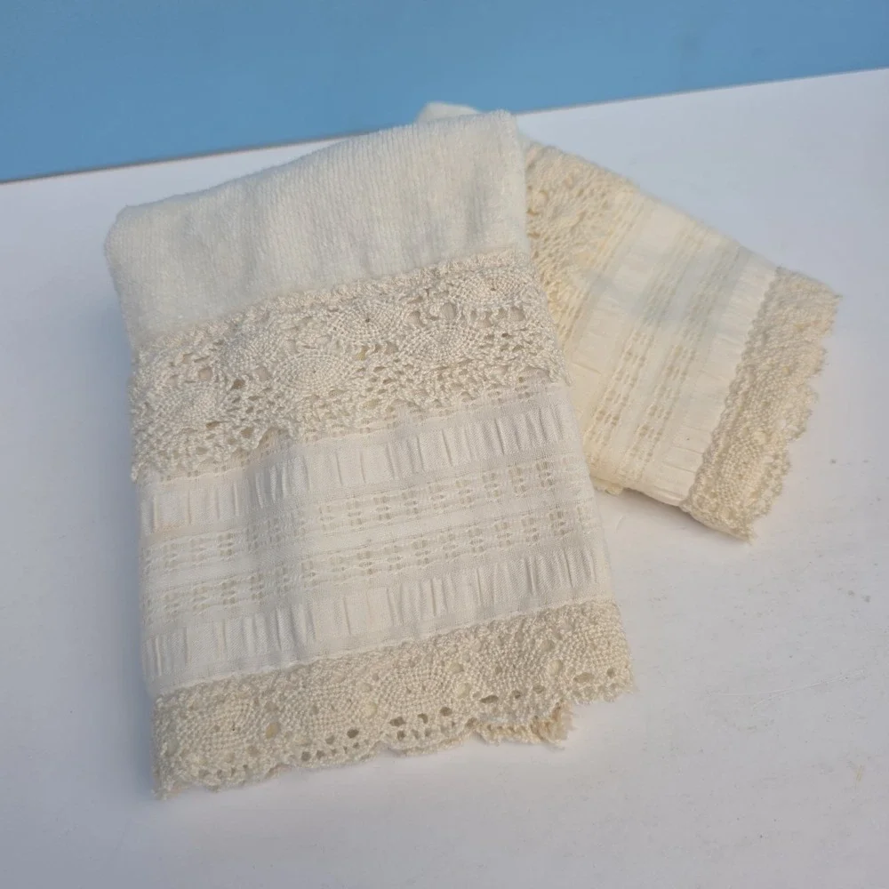 Vintage Avanti Washcloths Crochet Lace Granny 90s Cottagecore SET, LOT OF 2